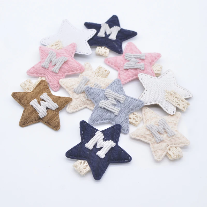 10Pcs 48mm Padded Star Cloth Applique for Clothes Hat Socks Gloves Shoes Sewing Patches DIY Headwear Hair Clip Decor Accessories