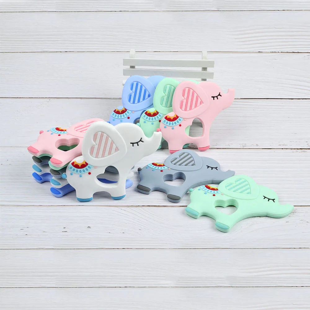 New elephant Silicone Baby Teether Cartoon Animal BPA Free beads Teething Necklace DIY Shower Food Grade Silicone Teether