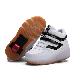 UncleJerry-Zapatos con ruedas para niño y mujer, zapatillas con ruedas, recargables por USB, brillantes, para patinar, con Led, talla 27-40