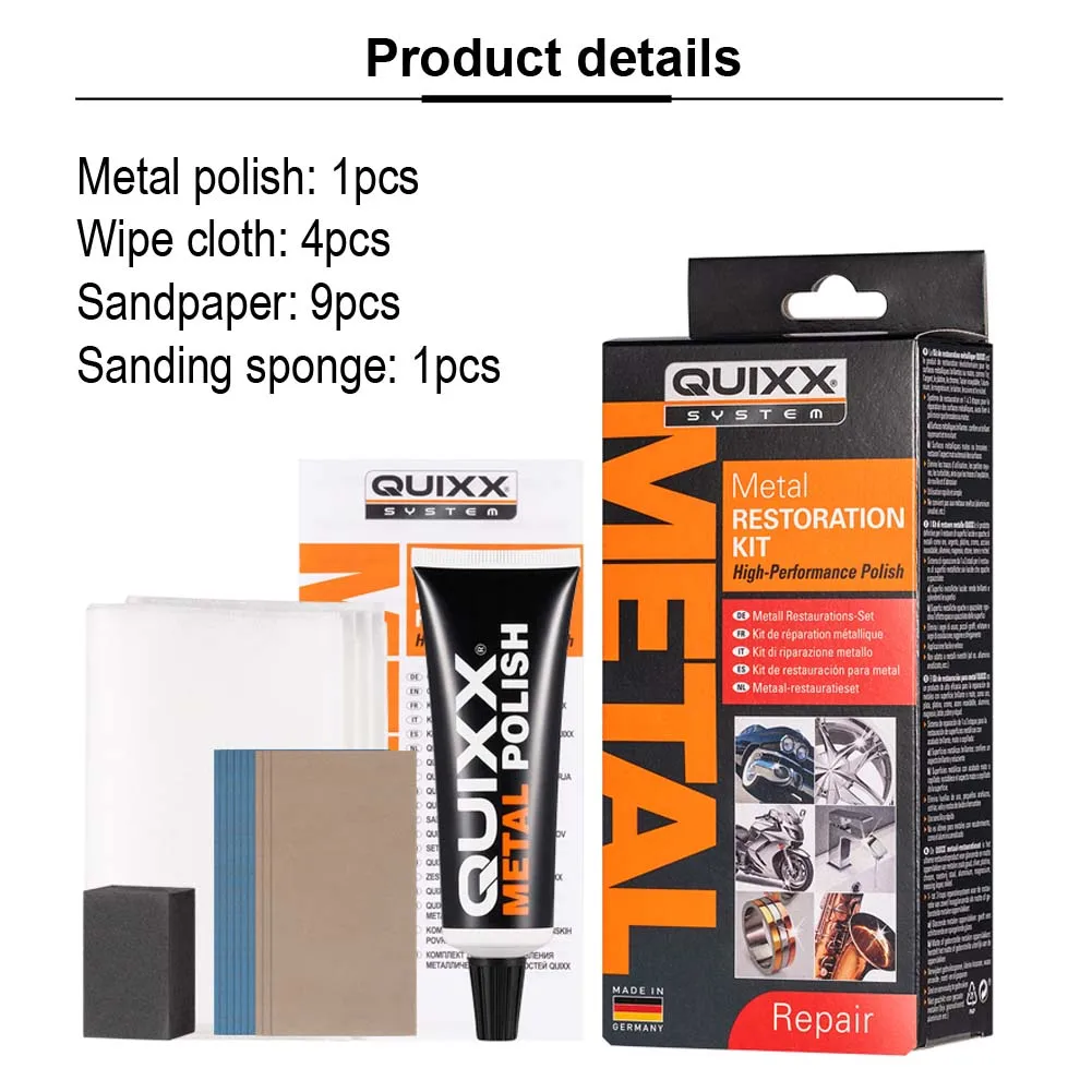 Germany QUIXX Metal Restoration Kit High-performance Polish for Metal Jewelry, Faucets, Automobile wheels, Musical instruments