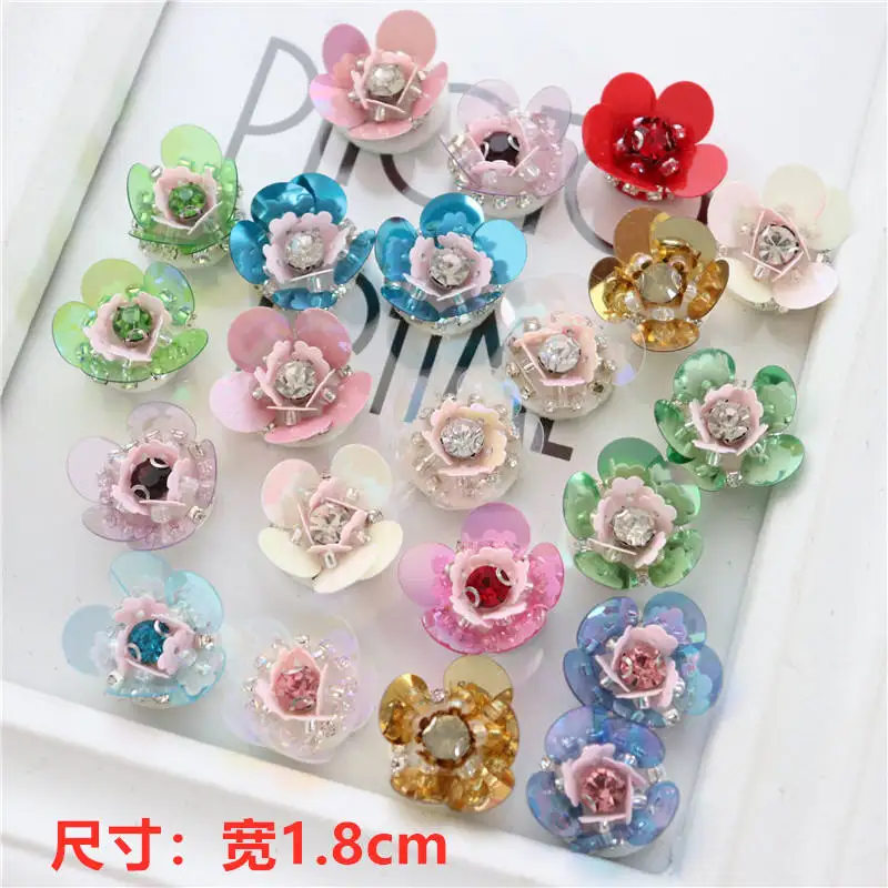 100pcs/lot sequins flowers patches beads patch