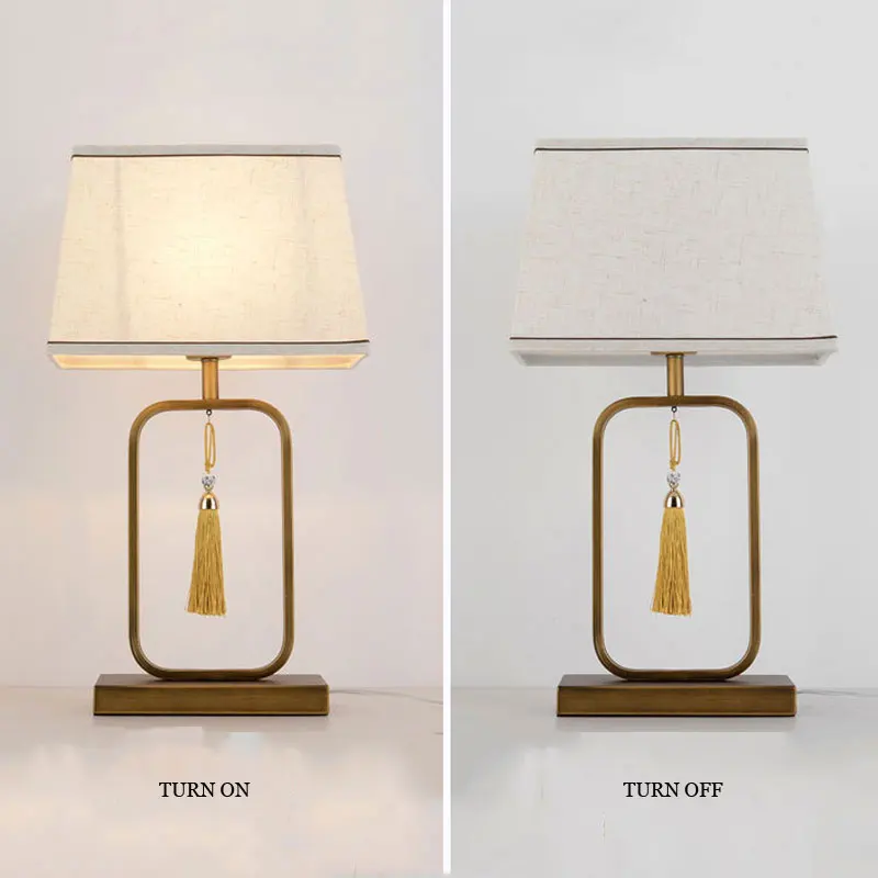 

Simple Modern New Fabric Chinese Desk Lamp Bedroom Bedside Lamp Lighting Fixture Wedding Study Hotel Decorative Table Light