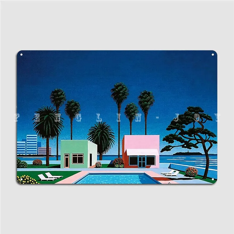 Hiroshi Nagai Vaporwave Nufi Metal Sign Wall Cave Pub Garage Custom Wall Decor Tin Sign Poster