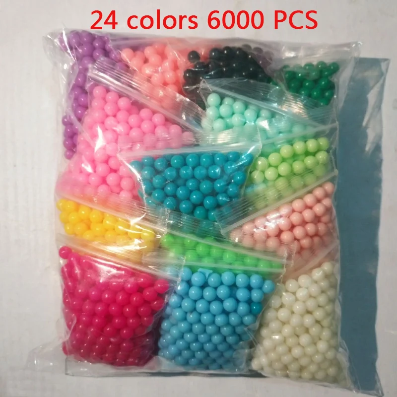 6000pcs 24color 3D puzzle Beads Crystal Color DIY 5mm diy toy Beads Water Spray Set Ball Games Handmade Magic Toy for Children