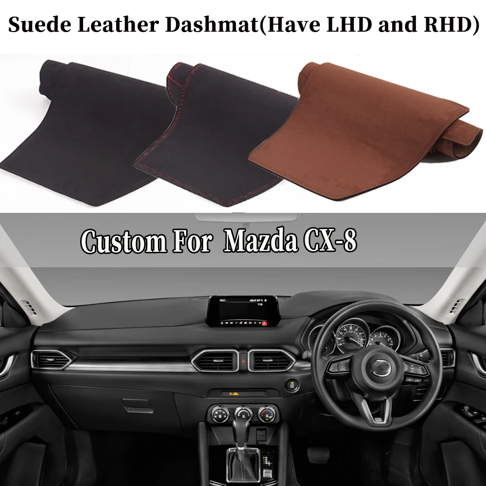 

Car-styling Suede Leather Dashmat Dashboard Cover Pad Dash Carpet Auto Accessories For Mazda Cx-8 Cx8 2017 2018 2019 2020 2021