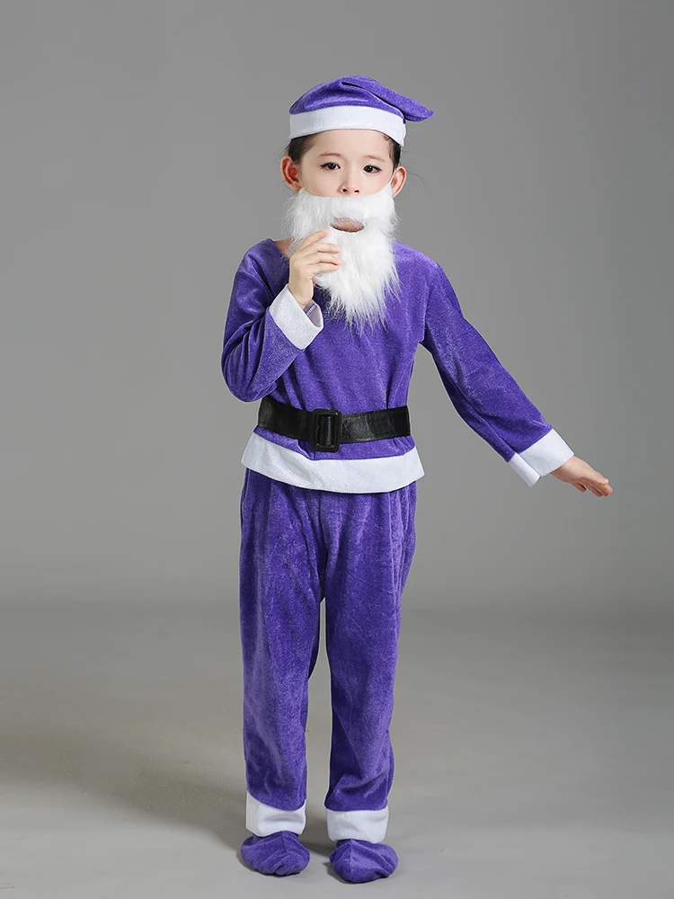 Kid Christmas Santa Claus Costumes For Children  Novelty Cloth Holiday Costume Top+Pant+Hant  120cm