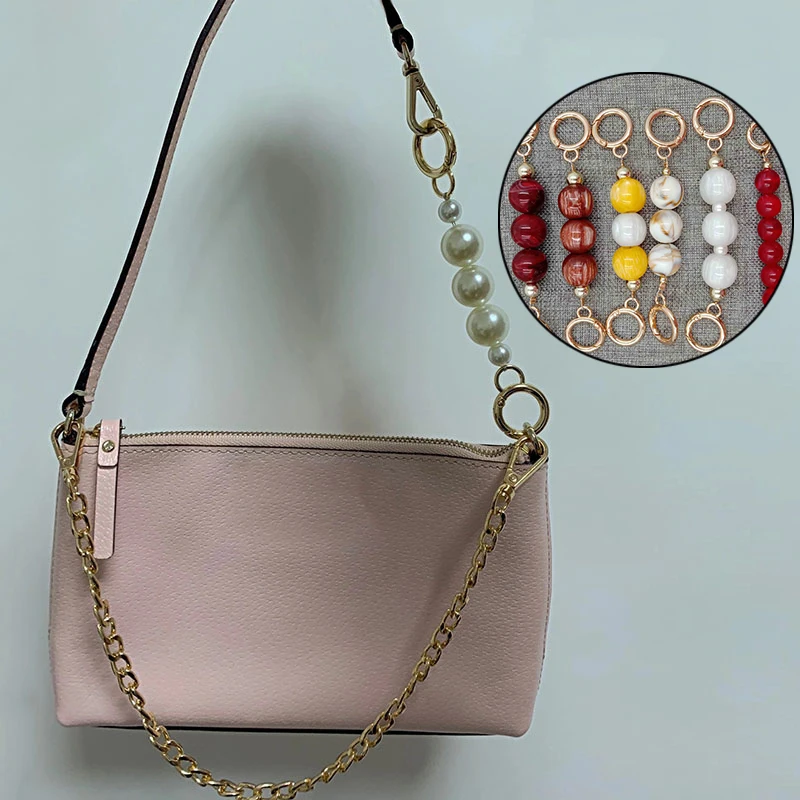 New Pearl Bag Chain Colorful Pearls Decorative Bag Strap Multifunctional Extend The Pearl Chain Bag Accessory