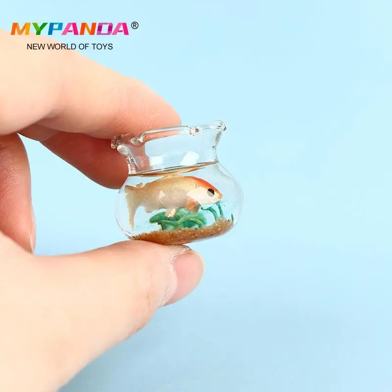 1Pc Dollhouse Miniatur Fisch Tank DIY Harz Transparent Goldfisch Tank Miniatur Decor Pretend Spielen Spielzeug