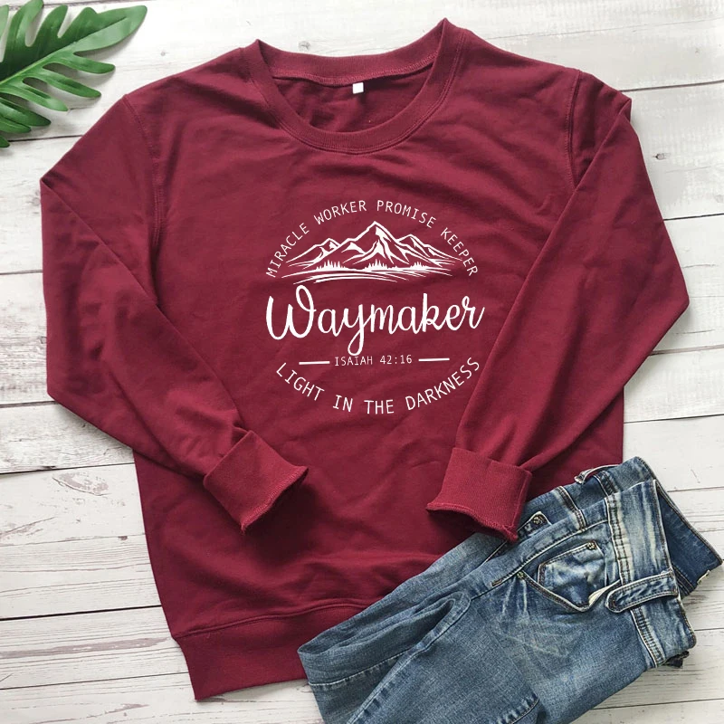 Waymaker Isaiah 42:16 Sweatshirt Aesthetic 90s Graphic Inspirational Pullovers Women Scripture Christian Bible Verse Sweatshirts