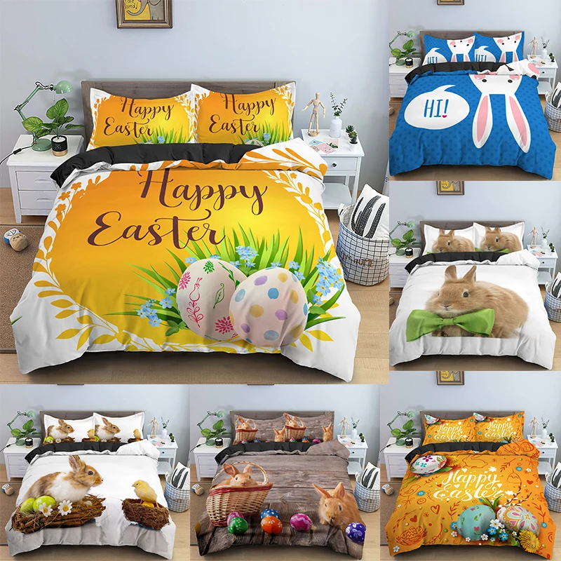 

Easter Bedding Set Duvet Cover Comforter Sets with Pillowcase 2/3 Pcs US/AU/EU/UK Single/Twin/Queen/King 14 Size