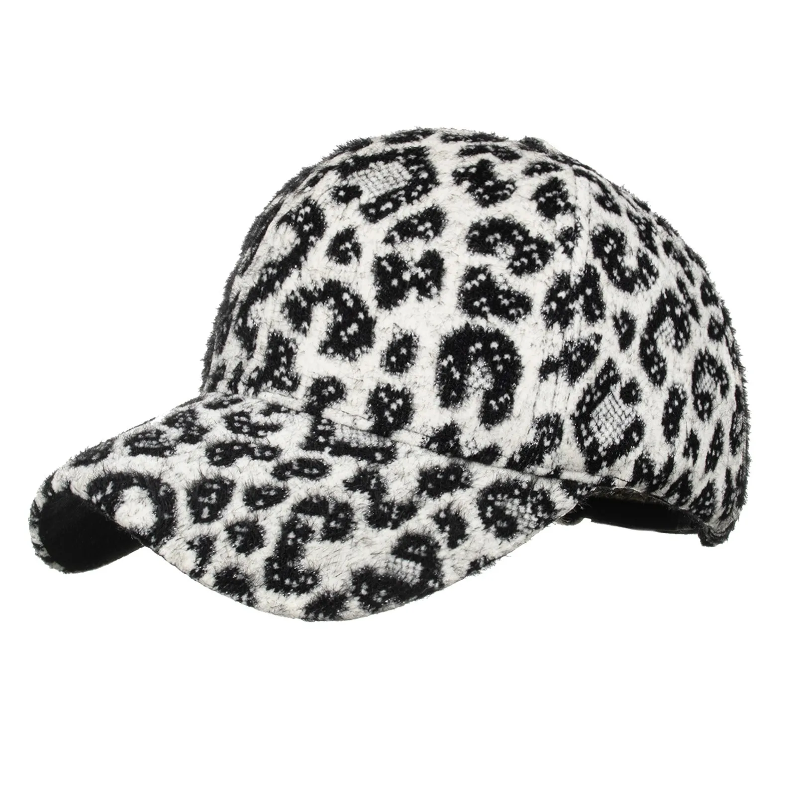 Winter Women Men Plush Keep Warm Leopard Printed Adjustable Baseball Cap Outdoor Casual Visors Hip Hop Hat Snapback Sun Hat#p3