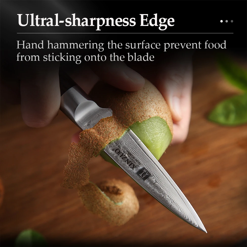 XINZUO 3.5 Inches Fruit Knife 67 Layers Japan Damascus Stainless Steel Kitchen Knives High Quality Paring Knife Ergonomic Handle