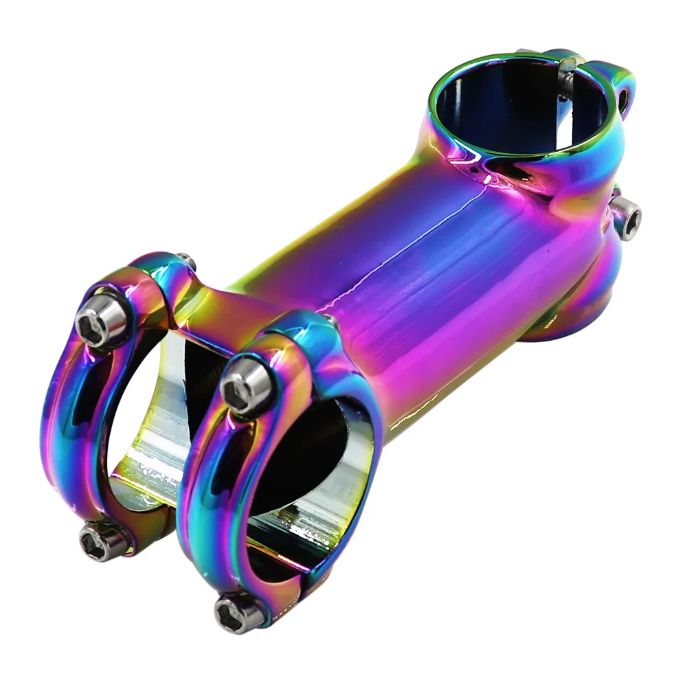 Colorful MTB Road Bike Polished Stem 6° 6 Degree 60 70 80 90mm High-Strength Lightweight XC AM Bicycle Handlebar Rainbow Stem image 2