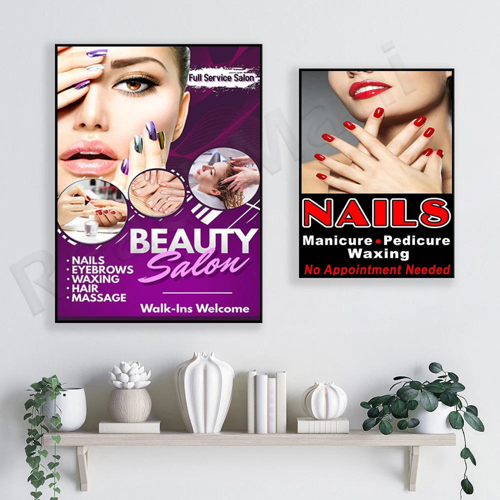 

Nails Manicure Pedicure ，Beauty Salon hair nails manicure massage Advertising Poster Sign