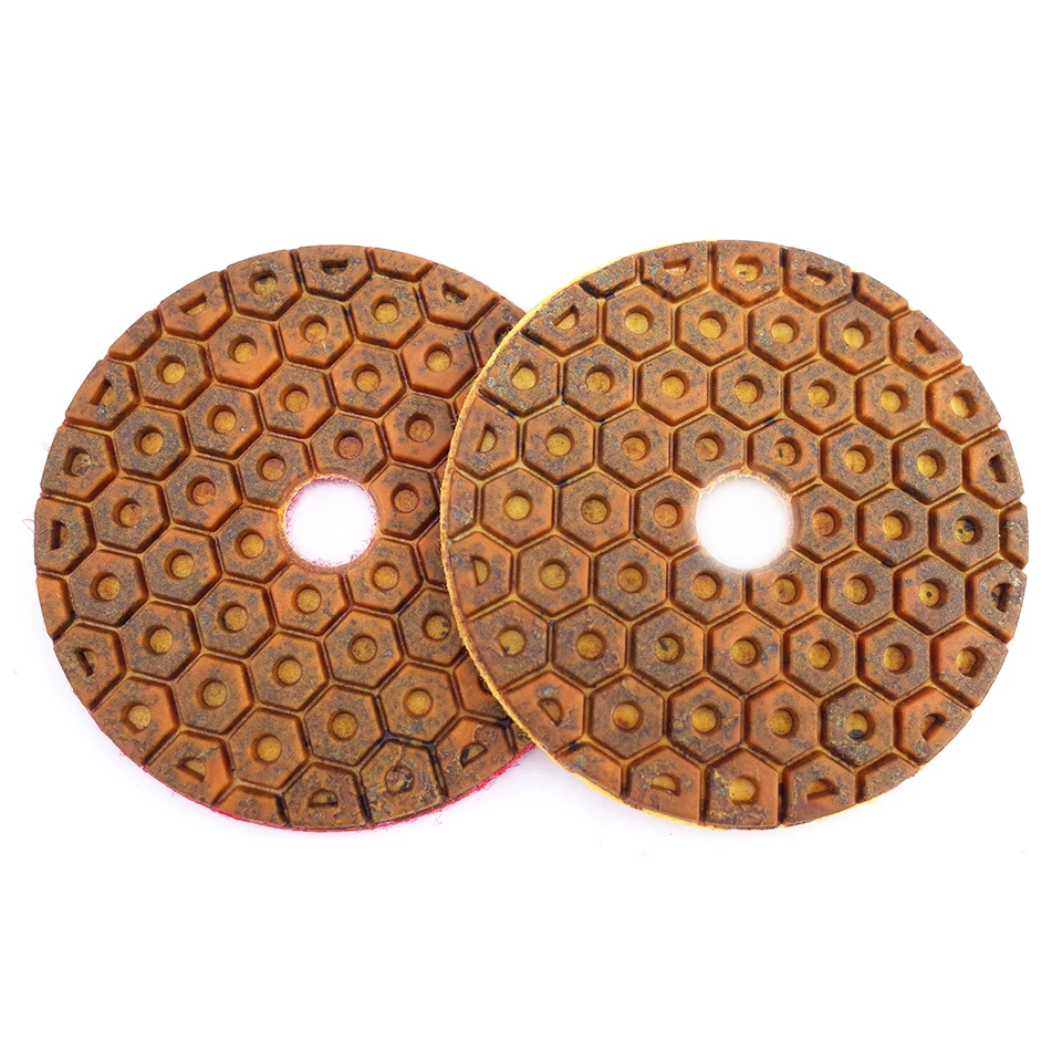 RIJILEI 4 Inch Super Diamond Polishing Pads 6 Steps Copper Metal Bond Wet Polishing Pad for Granite Marble Stone Grinding Discs