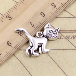 10pcs Charms Cat 30x22mm Tibetan Bronze Silver Color Pendants Antique Jewelry Making DIY Handmade Craft