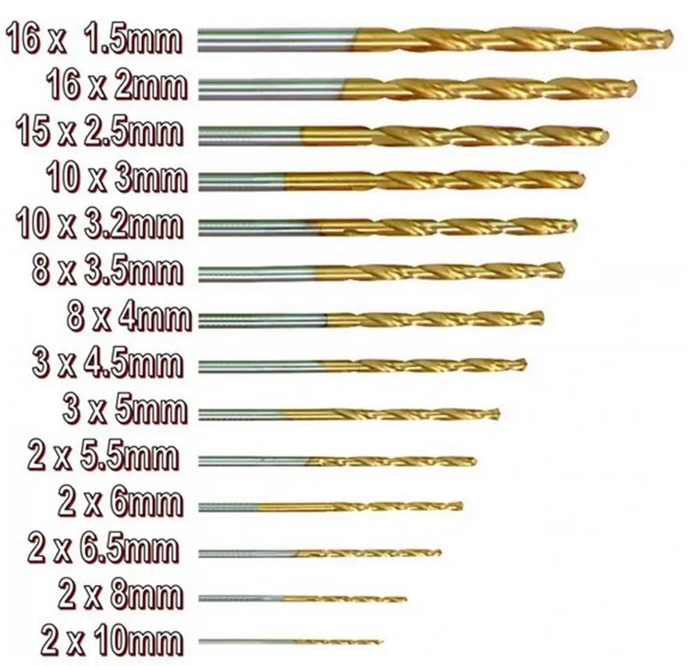 Taladro helicoidal Chapado en titanio de acero de alta velocidad, accesorios para herramientas eléctricas, 99pcs1.5-10mm