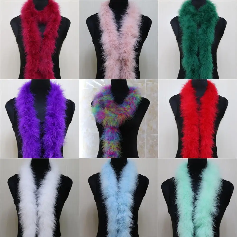 High quality Marabou Turkey Feather Boas 2 Meter Fluffy Soft Decorative Scarf Dyed Various 50 Grams Wedding Dresses Accessories