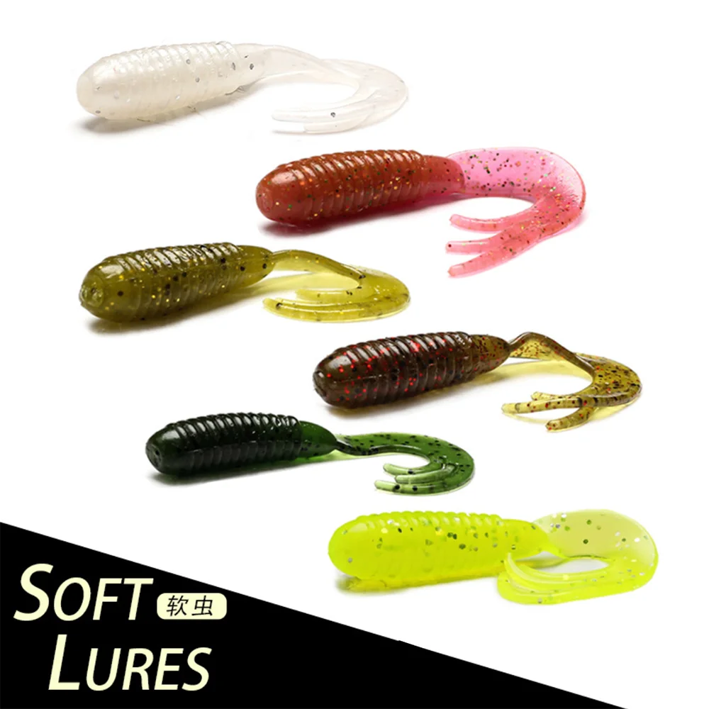 240pcs/Lot 60mm 2g Soft Fishing Bait Sandworm Bionic Silicone Artificial Maggot Grub Fishy Smell Luya Fish Accessories Lure Tool