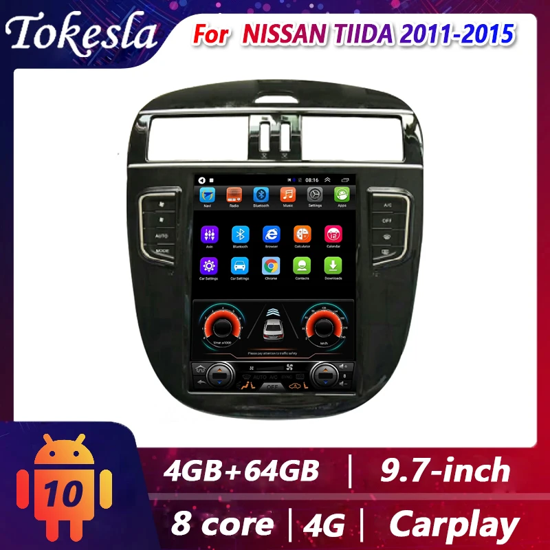 Tokesla Car multimedia player Tesla For NISSAN TIIDA  Andorid radio auto 2 Din Gps Navigation DVD Automotivo Touch Screen System