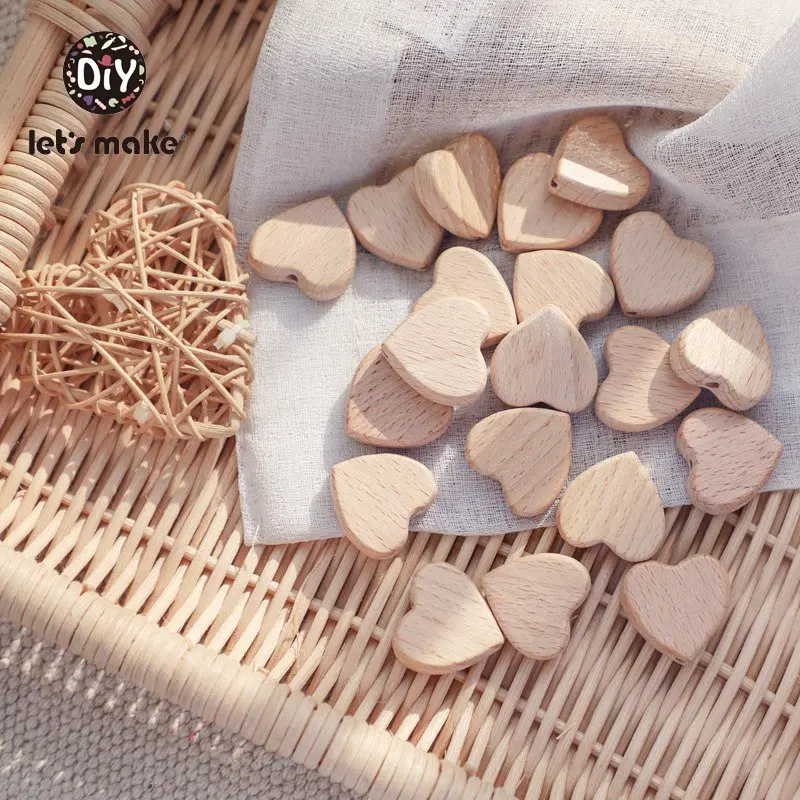 10PC Baby Wooden Teether Animal Beads Beech Rodent Star DIY Pacifier Chain Teething Bracelet Accessories Montessori Newborn Gift