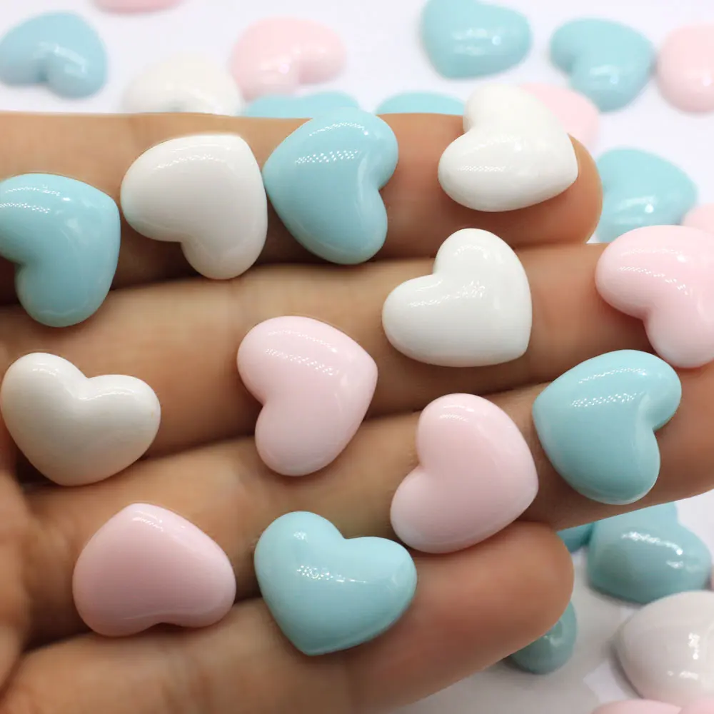 Spring Colorful  Resin Love Heart  Crafts Beads Flatback Cabochon Scrapbook DIY Embellishments Accessories Buttons