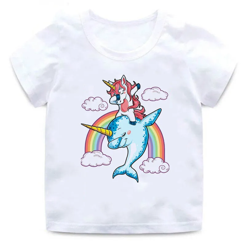 Unicorn Mermaid Print Kids T Shirt for Boysgirls 2 To 12 Years Ballet Dancer Unicorn Donut Casual Cotton T-shirt BoyGirl Top Tee