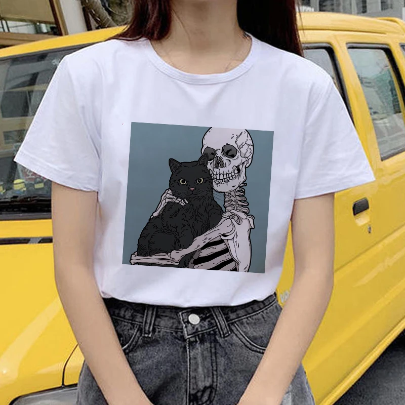 kawaii T Shirt Women Harajuku Short Sleeve Showtly Horro Cute Cat Femal Tshirt I Found This Humerus Printing Cartoon Top Tees