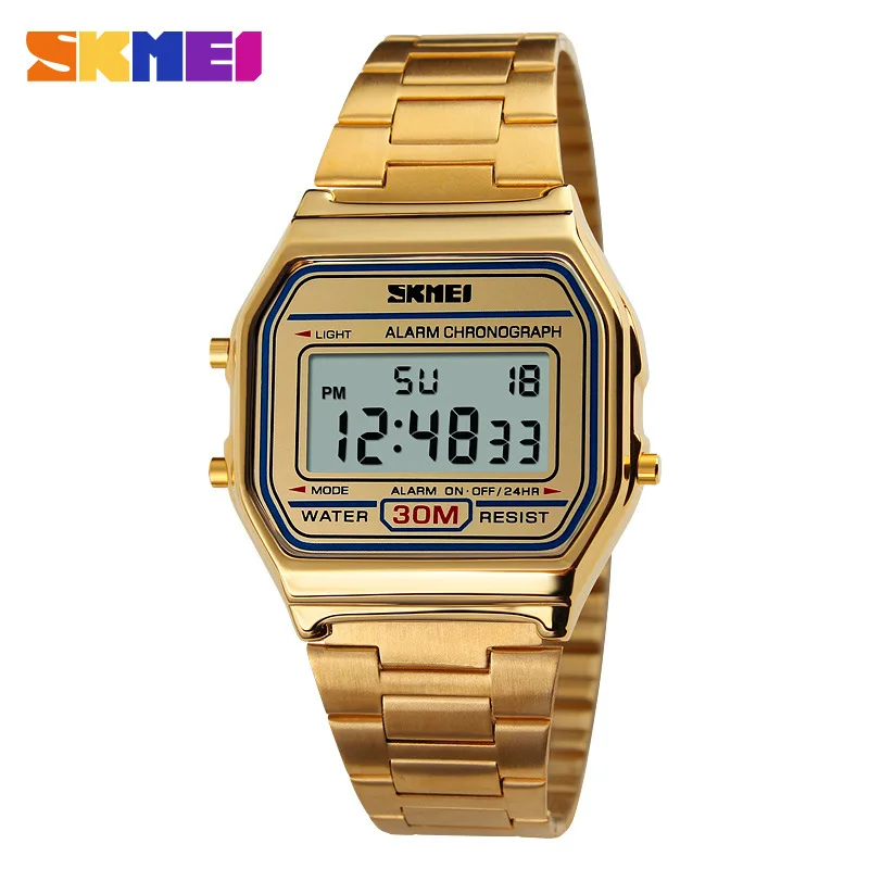 Neue Business-Herrenuhr im Retro-Stil, wasserdichte elektronische Uhr, modische Persönlichkeitsuhr, dünnes Armband, Relogio Masculino Digital SKMEI