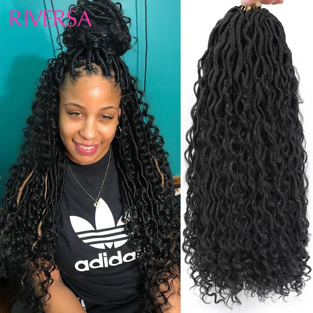 

18 inch Goddess Crochet Locs Hair Braiding Faux Locs River Locs Hair Extension Curly Synthetic Braids Bouncy Soft Hair Braids