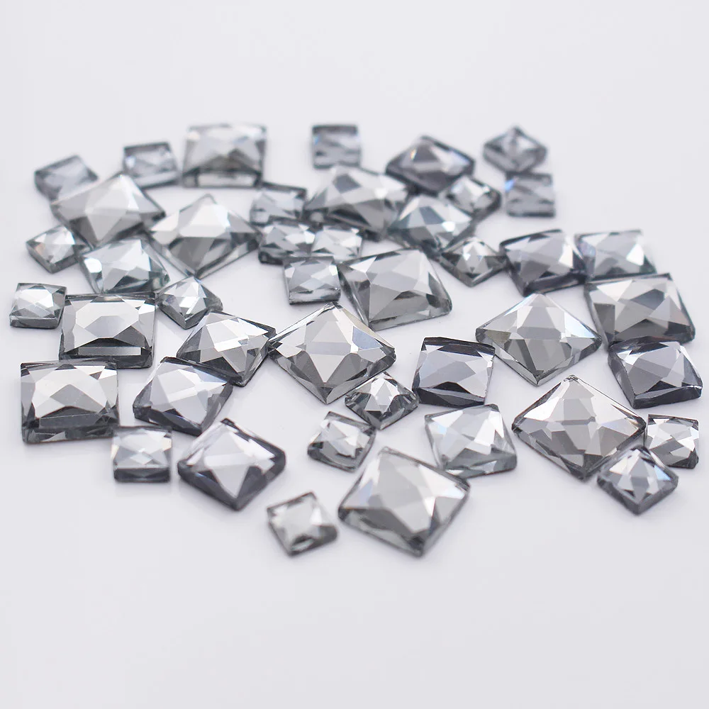 Square Shape Glue-Flatback Clear Crystals Strass Adhesive Rhinestones Trim DIY Garment Craft Beads Hotfix Rhinestone For Clothes