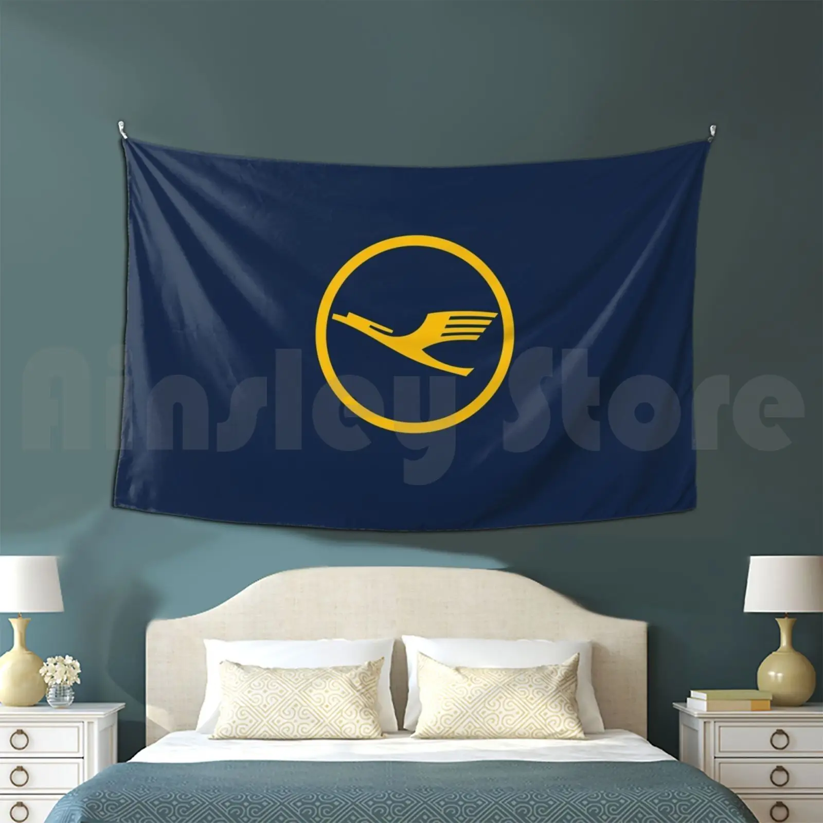 Lufthansa Tapestry Living Room Bedroom Lufthansa Aviation Jet Plane Pilot Captain Stripes Airways Boeing Airbus Airplane