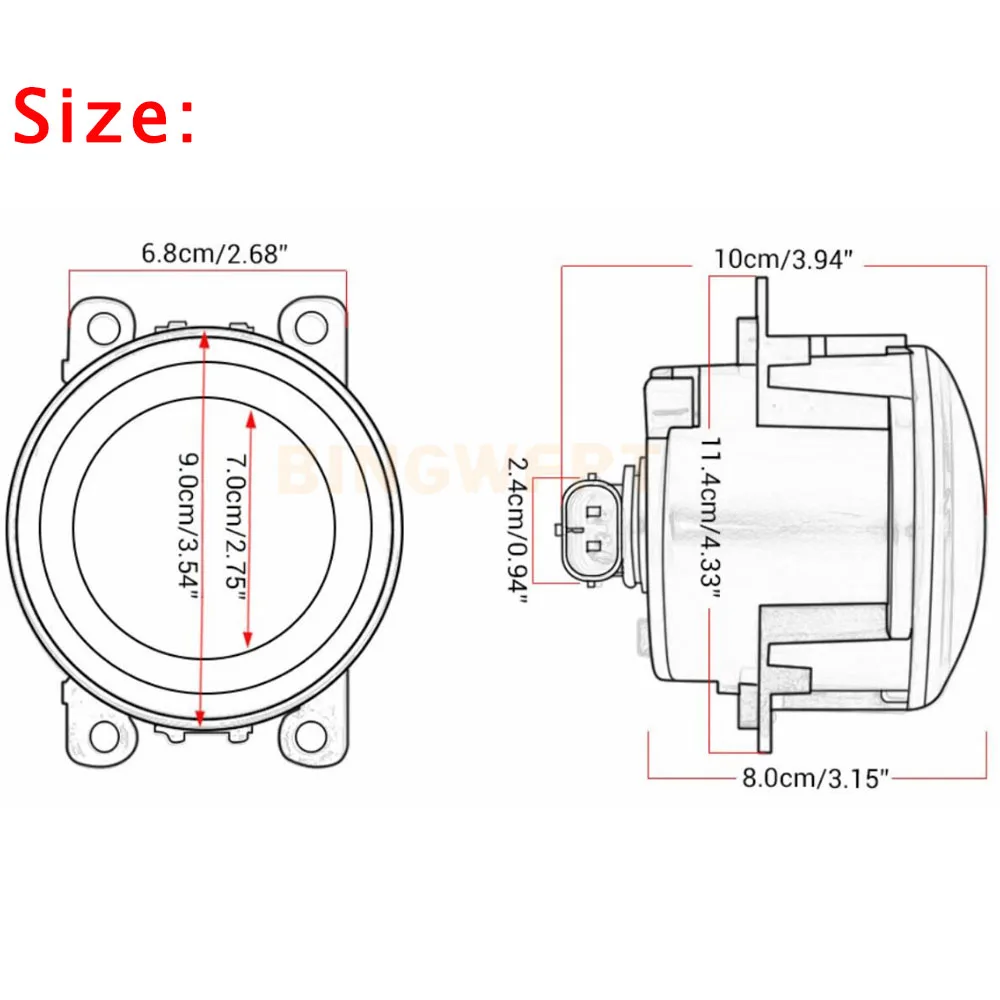 2 pz/lotto giallo diametro 90mm fendinebbia luci vetro temperato fendinebbia impermeabile copertura in vetro fendinebbia