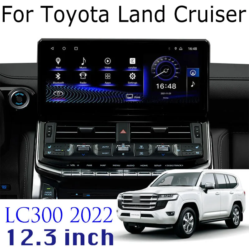 For Toyota Land Cruiser LC300 300 2022 Car Stereo Multimedia Audio Video Navigation GPS Navi Radio Built-in CarPlay 360 BirdView