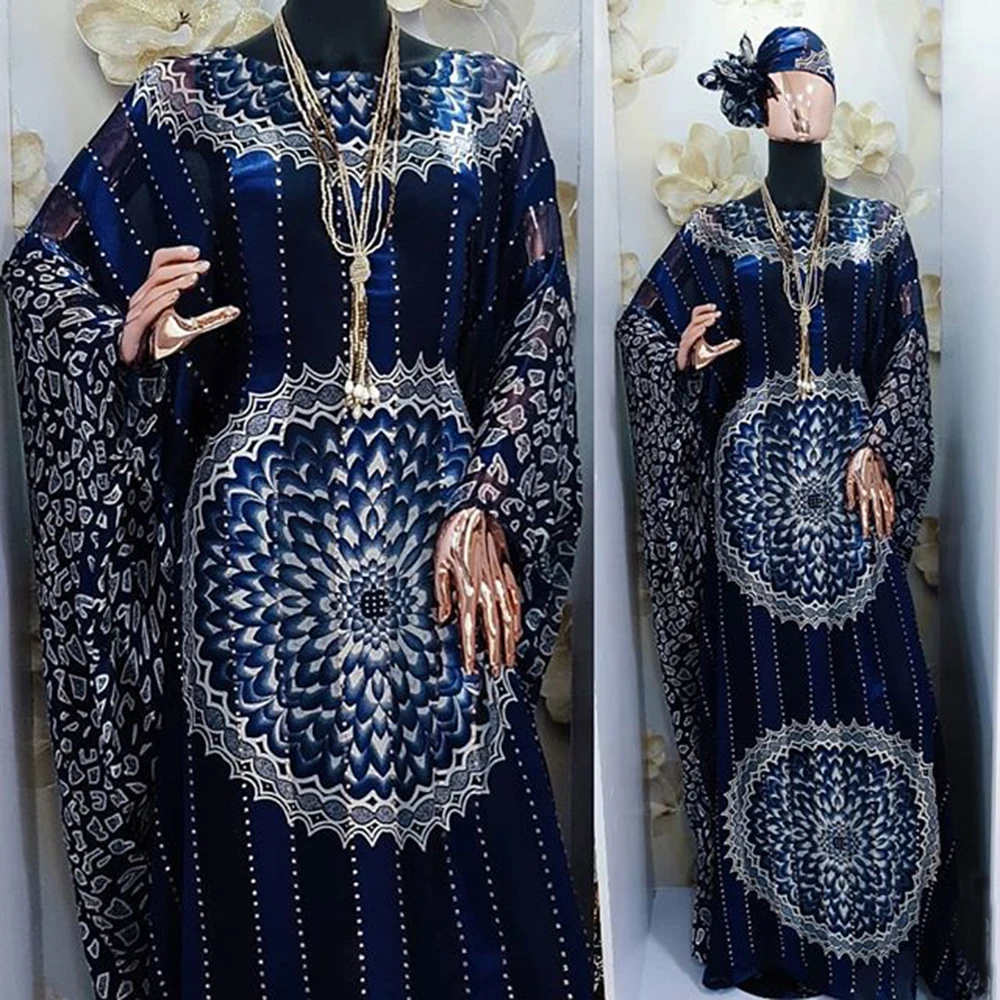 Muslim Dress Lady Party European Clothes American Clothing Abaya Dubai Maxi African Design Loose Print Robe Gowns