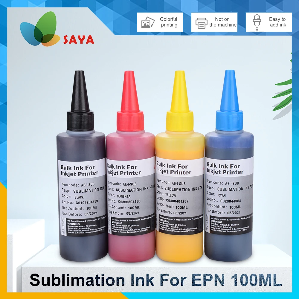 400ml Dye Sublimation Ink For Epson Heat Press Film Transfer Ink for Mug Cup T-shirt Flag Gift for L3150 L3110 Desktop Printing