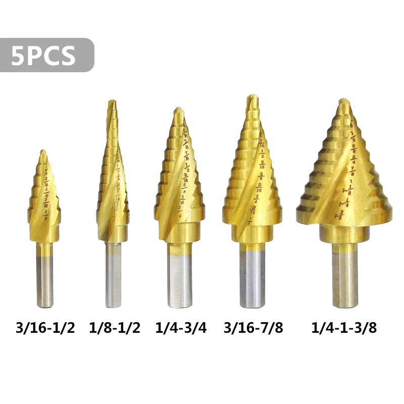 CMCP Step Drill Bit Set Cobalt Wood Metal Hole Cutter Round Shank Step Cone Drill Bit Set HSS Drill Tools