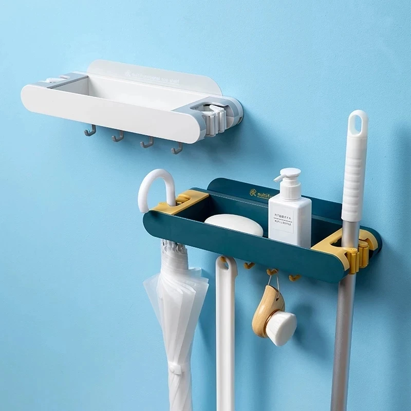 

Wall Mounted Storage Rac Bathroom Rack Mop Clip Broom Hanger Hook Shampoo Shower Rack Soap Tray Wc Kitchen Accessories