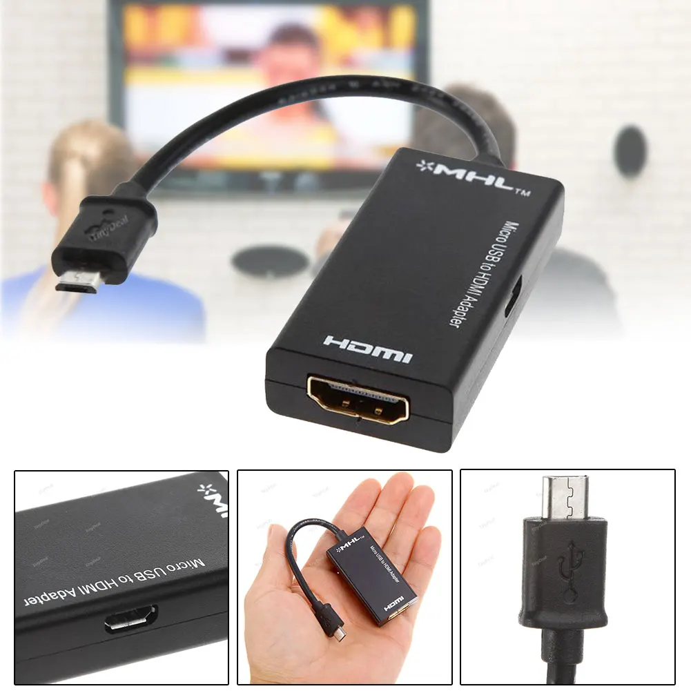 USB to HDMI MHL Micro USB Male to HDMI Female Vedio Cable Connection Adapter Connector for Samsung HTC XiaoMi GK99