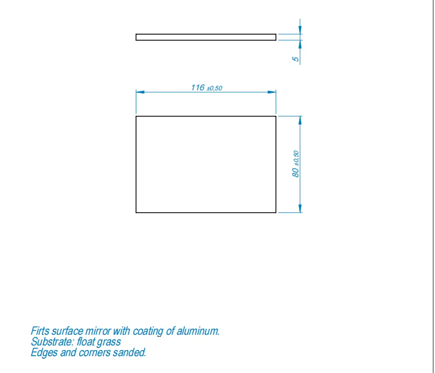 Optical 80x116x5mm Float Glass Aluminized Reflector Mirror Lenes Reflective Mirror Float Glass