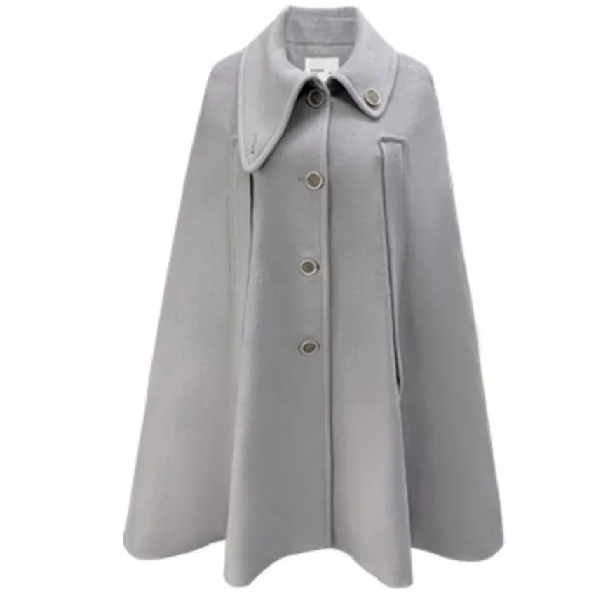 

New Winter Fashion Cloak Woolen Overcoat Women Lapel Single Breasted Loose Shawl Wool Blends Outwear