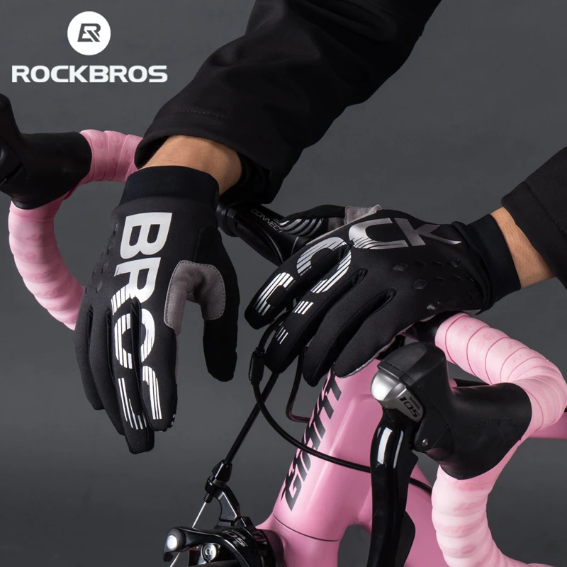 ROCKBROS-Luvas de Bicicleta Windproof Full Finger, Unisex, Touchscreen, Esqui, Ao ar livre, Camping, Caminhadas, Motocicleta, Equipamento Ciclismo