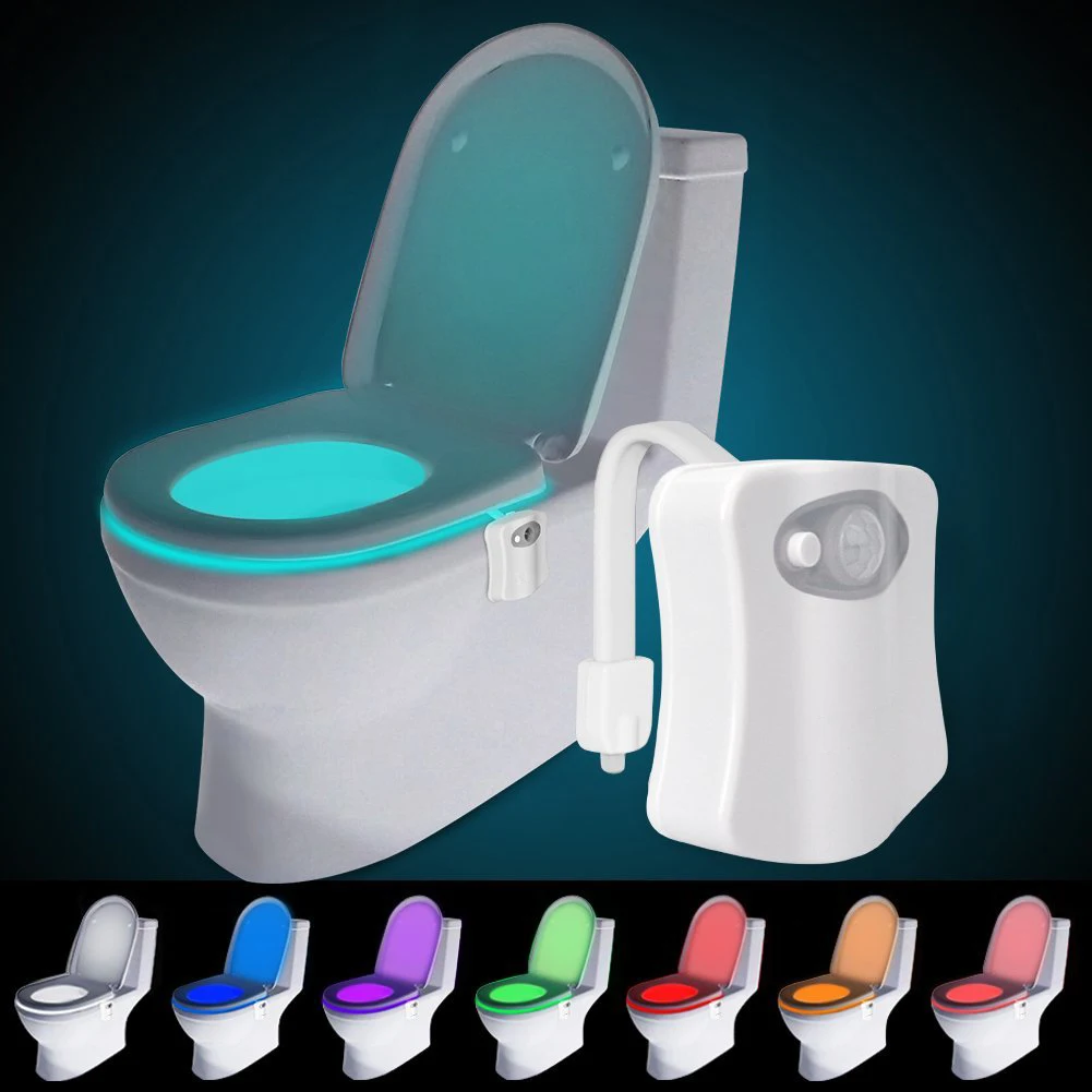 8 color toilet light bathroom toilet toilet night light PIR motion sensor toilet light LED toilet night light smart home