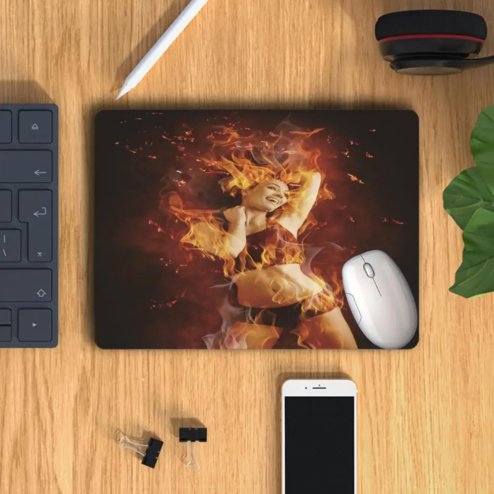 Desk Mouse Pad Rubber Desk Pad Portable Washable  Exquisite Fire Light Pattern Mouse Wrist Rest Pad