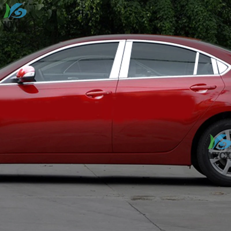 

Stainless Steel Window Trims Center Pillars B+C Pillar Covers 8pcs Trim For -Mazda 6 M6 8pcs 2009 2010 2011 2012