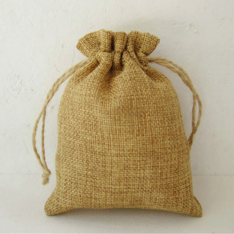 50PCS Jute Drawstring Pouch Custom Jute Bags Drawstring Bag Gift Pouch Packaging Jewelry Cosmetic Bolsa De Yute Sack Print Logo