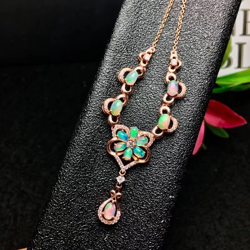 Nieuwe Collectie Luxe Opal Ketting Hanger 100% Natuurlijke Roze Opaal Hangers 925 Sterling Zilveren Sieraden