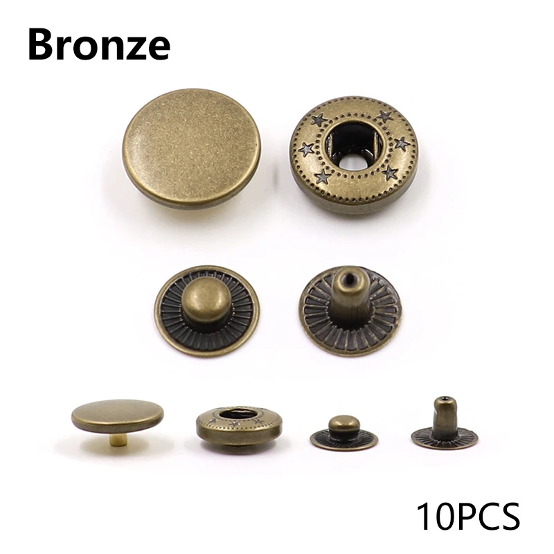 10 Sets Metal Press Studs Sewing Button Copper Material Button Fasteners Sewing Leather DIY Craft Clothes Bag Accessories