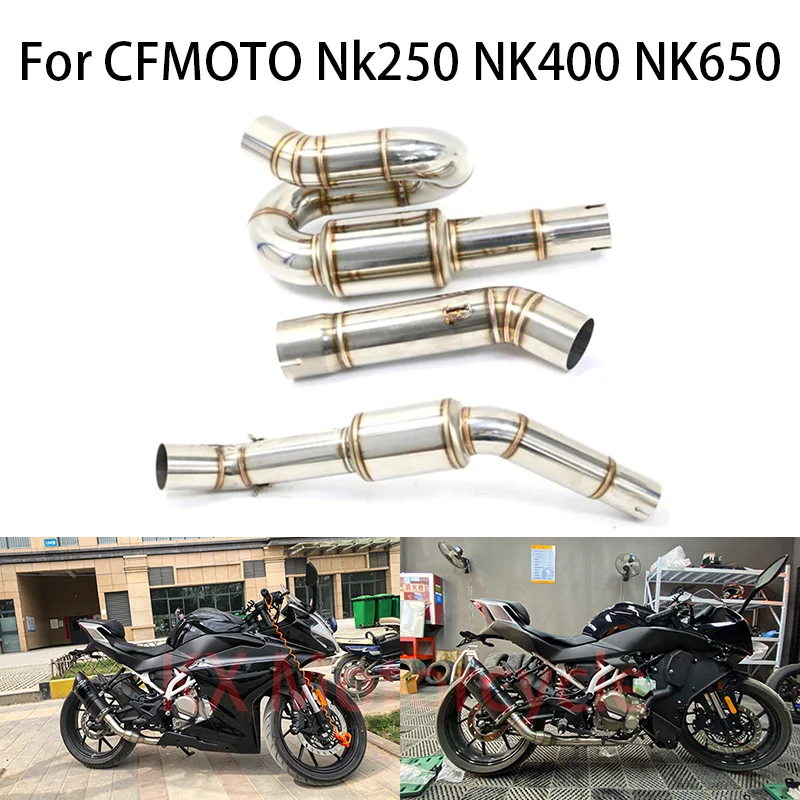 

Motorcycle Exhaust Middle Mid Link Pipe Muffler Tube Slip-on For CFMoto NK250 CF NK400 NK650 Escape moto Motocross Dirt Bike