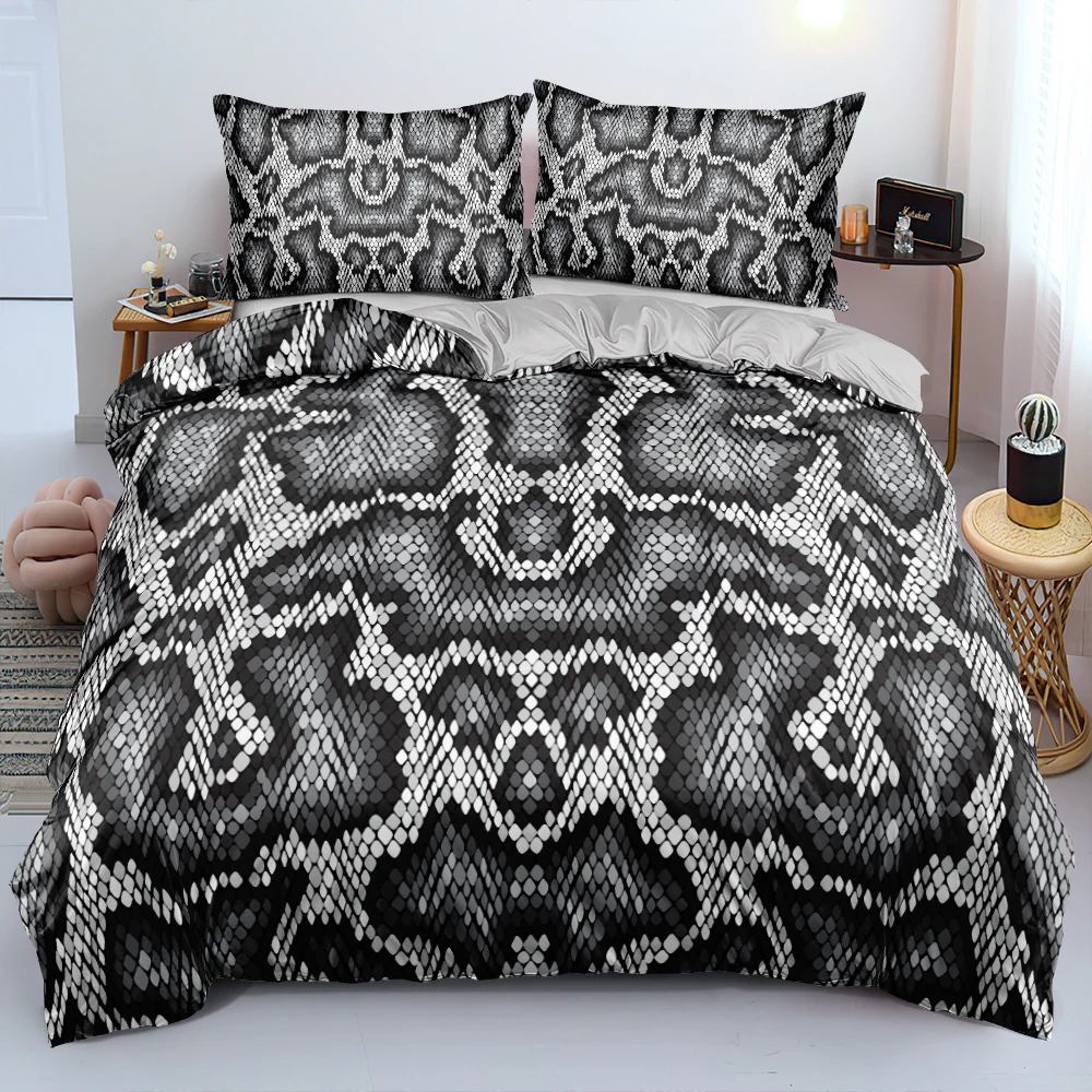 Brown Snakeskin Bed Linen 3D Custom Design Quilt/Blanket Cover Set Twin Queen King Size 220x240cm Soft Bed Linen for Kds Adults